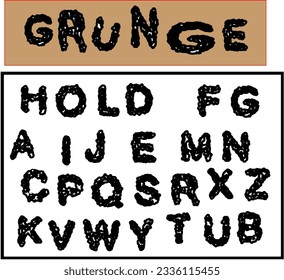 Bold font. Grunge alphabet. Black and white color. Raster copy of vector file.