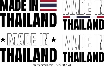 Conjunto de iconos de fuente en negrita con texto hecho en Tailandia con varios diseños y estilos