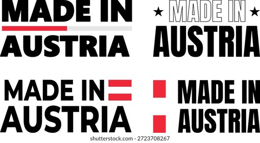 Conjunto de iconos de fuente en negrita con variaciones de diseño Made in Austria adecuadas para diversas aplicaciones gráficas