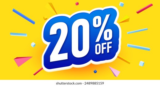 Bold Font Label With Text 20 Percent Off. Mega Sale. Vector illustration.