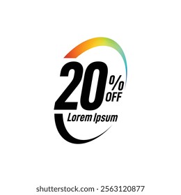 Bold Font Label With Text 20 Percent Off white background, 20% OFF sticker label, Sale off discount promotion set made of numbers, Save offer, 20 off, Sale tag discount.