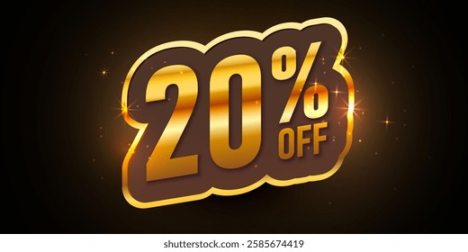 Bold Font Label With Text 20 Percent Off. Mega Sale. Vector illustration.