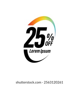 Bold Font Label With Text 25 Percent Off white background, 25% OFF sticker label, Sale off discount promotion set made of numbers, Save offer, 25 off, Sale tag discount.