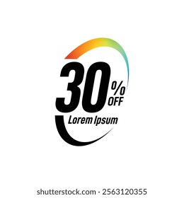 Bold Font Label With Text 30 Percent Off white background, 30% OFF sticker label, Sale off discount promotion set made of numbers, Save offer, 30 off, Sale tag discount.