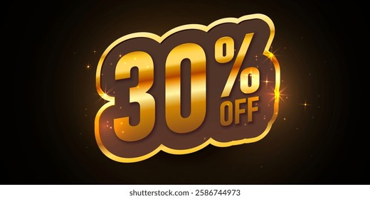 Bold Font Label With Text 30 Percent Off. Mega Sale. Vector illustration.