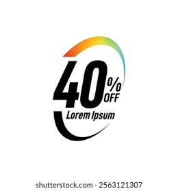 Bold Font Label With Text 40 Percent Off white background, 40% OFF sticker label, Sale off discount promotion set made of numbers, Save offer, 40 off, Sale tag discount.