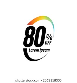 Bold Font Label With Text 80 Percent Off white background, 80% OFF sticker label, Sale off discount promotion set made of numbers, Save offer, 80 off, Sale tag discount.