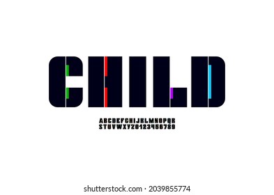 Bold font, modern holiday alphabet, original creative letters and numbers, vector illustration 10eps
