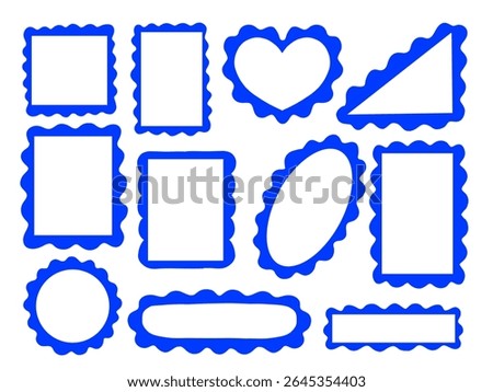 Bold Freeform Frame Collection Variety. A collection of bold freeform frames with wavy edges in various shapes and sizes perfect for digital art branding stickers and more