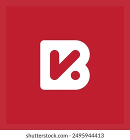 Bold Fusion - La letra B se encuentra con la marca de verificación en el cuadrado rojo vibrante. El diseño minimalista de logotipos combina letras y símbolos, creando una llamativa identidad visual para las marcas modernas. BV - logotipo con punto.