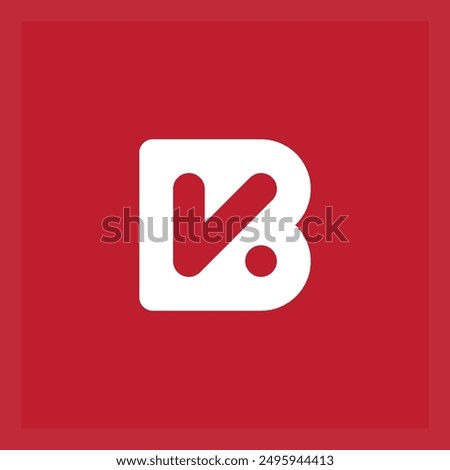 Bold Fusion - Letter B Meets Checkmark in Vibrant Red Square. Minimalist Logo Design Marries Letters and Symbols, Creating a Striking Visual Identity for Modern Brands. BV - logotype with dot.