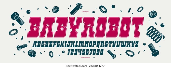 Bold futuristic comics display font for logos and posters, cartoon minimal alphabet letters and numbers typography, robot digital thick futuristic comic typeface design, italic version.