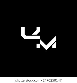 bold futuristic concept UM modern monogram initial letter techno style