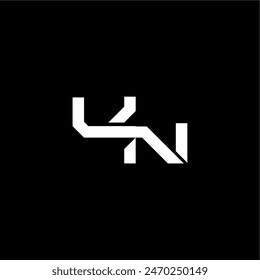 bold futuristic concept UN modern monogram initial letter techno style