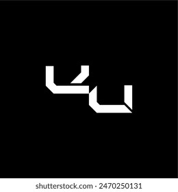 bold futuristic concept UU modern monogram initial letter techno style