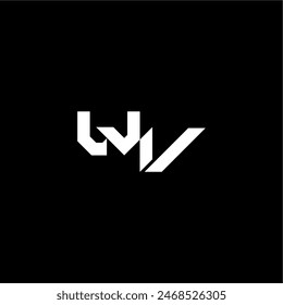 bold futuristic concept WV modern monogram initial letter techno style