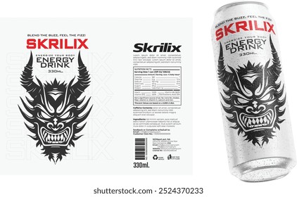 Bold and Futuristic Energy Drink Bottle Label Design