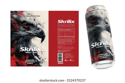 Bold and Futuristic Energy Drink Bottle Label Design