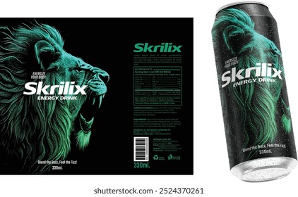 Bold and Futuristic Energy Drink Bottle Label Design