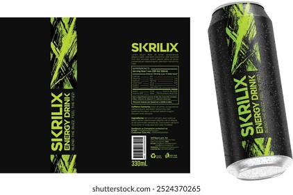 Bold and Futuristic Energy Drink Bottle Label Design