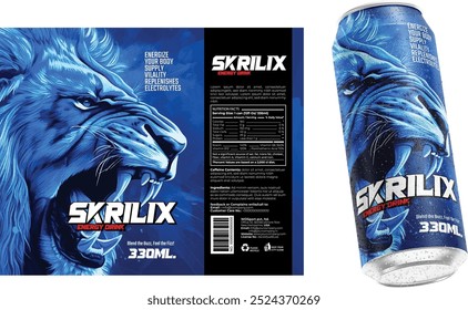 Bold and Futuristic Energy Drink Bottle Label Design