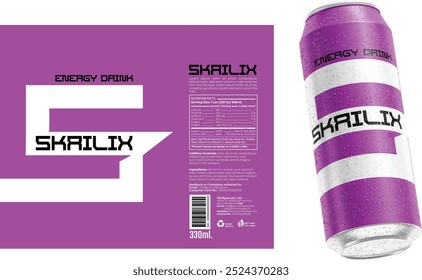 Bold and Futuristic Energy Drink Bottle Label Design