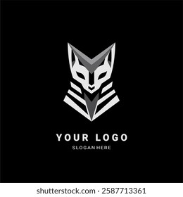 A bold and futuristic fox logo with sleek geometric lines. Ideal for branding, esports, tech industries, and creative projects. A striking vector design with a modern, aggressive, and symmetrical styl