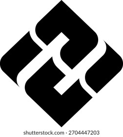 Um logotipo abstrato geométrico arrojado com formas entrelaçadas que criam uma sensação dinâmica de movimento e equilíbrio. Moderno, mínimo e adequado para marca tecnológica, corporativa ou criativa.