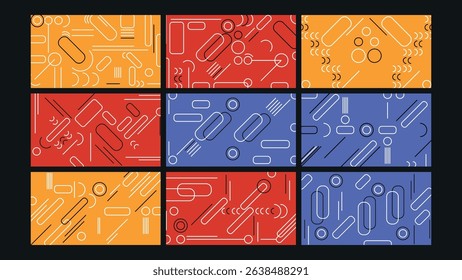 Bold geometric background with capsules and thin line elements. Ideal for tech themes, posters, and digital visuals.