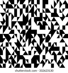 Bold geometric background. Vector small ditsy textile print with random triangles in black and white colors. Modern seamless vector pattern for winter fall hipster fashion