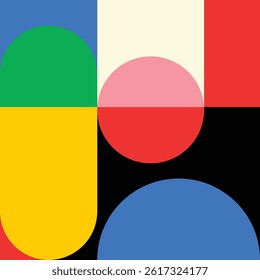Bold geometric Bauhaus print with clean lines and vibrant blocks—ideal for designers, modern decor lovers, or branding projects seeking a retro-modern look. Perfect year-round statement art.