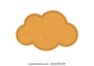 Bold geometric cloud shape. Simple abstract bubble element. Modern design with grunge texture, flat style, potential for retro aesthetic and y2k themes.