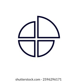 Bold geometric design featuring a circle divided into four equal parts by thick dark lines.