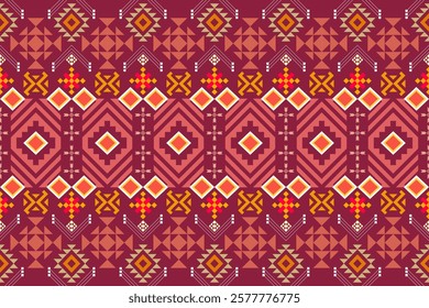 Bold geometric design featuring diamond motifs and a rich, warm color palette. This seamless pattern offers a striking visual for various creative projects.