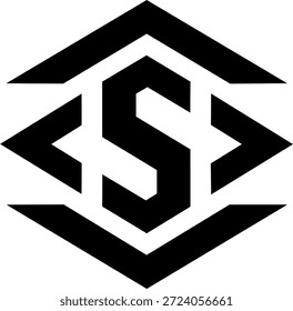 A bold geometric emblem formed by layered chevrons and sharp angles, expressing structure, perspective, and confident direction in modern visual communication.