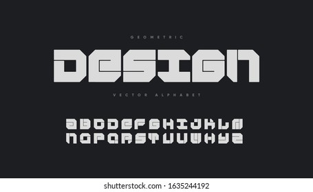 Bold geometric font design. Digital typography. Eps10 vector.