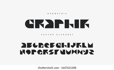 Bold geometric font design. Digital typography. Eps10 vector.