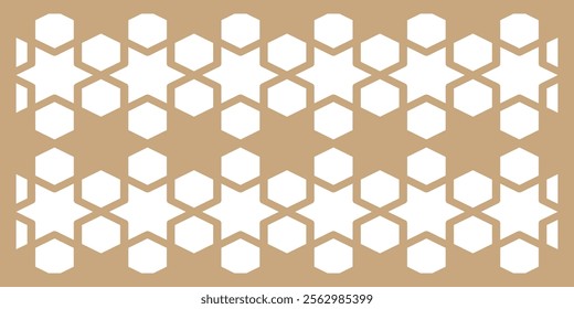 A bold and geometric Islamic pattern with interconnected hexagons, creating an arabesque texture, ideal for Ramadan backgrounds and Arabic ornament designs.