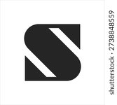 Bold geometric letter S logo with diagonal cut detail. Minimal modern monogram symbol suitable for tech, startup, sport and contemporary brand identity.