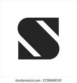 Bold geometric letter S logo with diagonal cut detail. Minimal modern monogram symbol suitable for tech, startup, sport and contemporary brand identity.