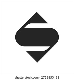 Bold geometric letter S logo with arrow-shaped ends. Modern dynamic monogram symbol representing direction, movement, progress and flow.
