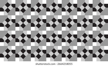 A bold geometric pattern in black, grey, and black with repeating diamond shapes