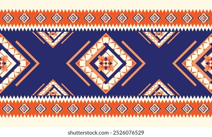 Bold Geometric Pattern with Diamond Motifs and Zigzag Borders
