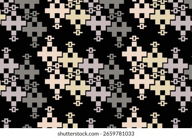 Audaces repeticiones geométricas inspiradas en antiguos estilos tribales y retro para textiles y moda. Diseñado en azteca, mediados de siglo y geometría boho para diseñadores de textiles y telas