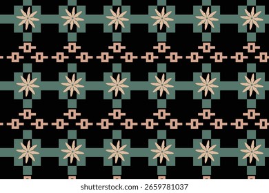 Audaces repeticiones geométricas inspiradas en antiguos estilos tribales y retro para textiles y moda. Diseñado en azteca, mediados de siglo y geometría boho para diseñadores de textiles y telas