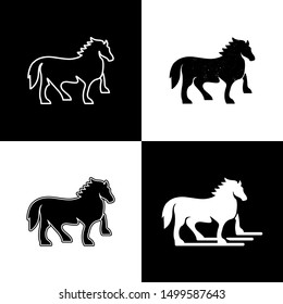 bold geometric silhouette horse idea logo concept design vector icon illustration