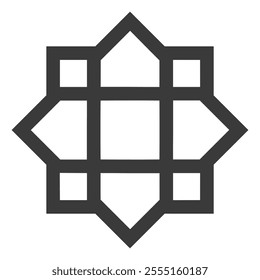 A bold geometric vector with overlapping squares and sharp edges forming a symmetrical design, perfect for branding, abstract logos, and modern decorative elements in graphic projects.