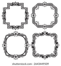 Bold Geometric Vintage Decorative Floral Border Vector Set Packs
