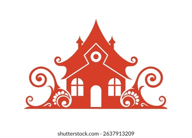 bold ghar silhouette with artistic ornament white