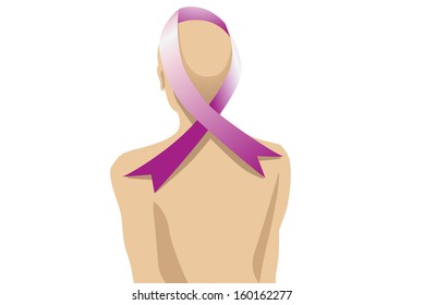 bold girl and pink cancer ribbon vector